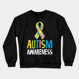 Cute Autism Awareness Ribbon Autistic Supporter Crewneck Sweatshirt